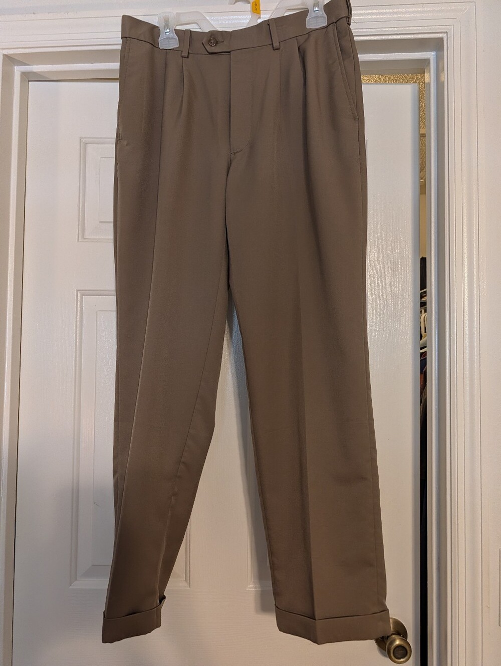 George Men's Taupe Dress Pants - Classic Pleated Trousers